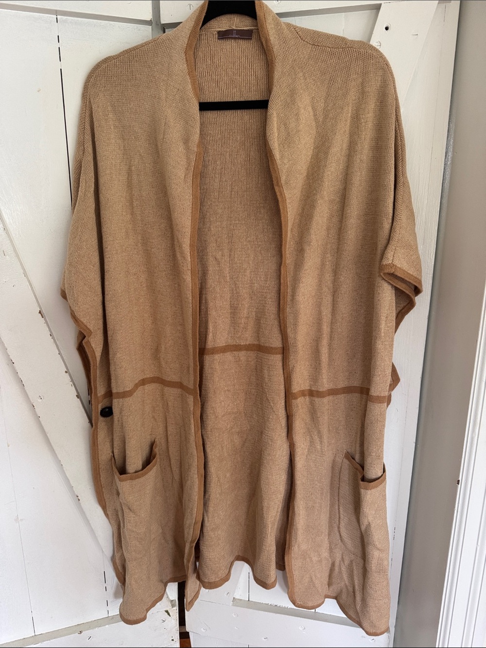 Women's Open-Front Lightweight Camel Knit Cardigan